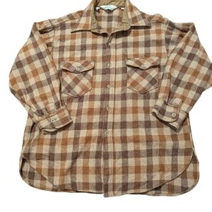 Woolrich Brown and Tan Plaid Casual Button Down Shirt